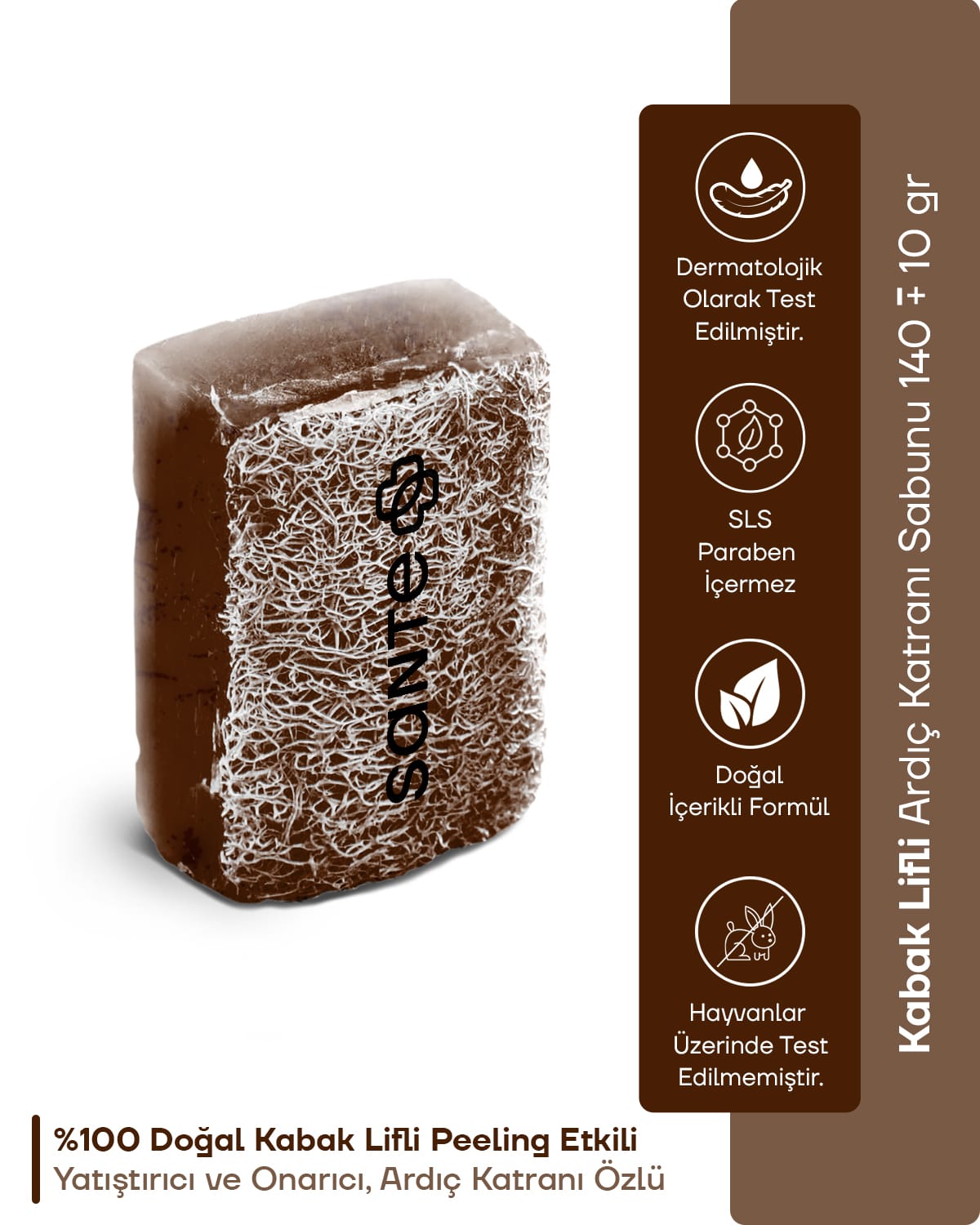 Sante Plus Kabak Lifli Ardıç Katranı Sabunu 140+-10 GR Sante Plus Kabak Lifli Ardıç Katranı Sabunu 140+-10 GR