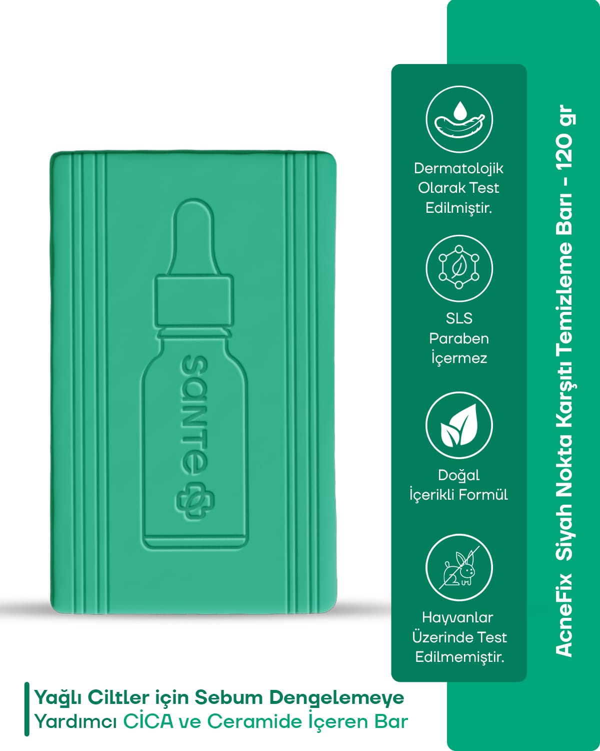Sante Plus AcneFix 3X Acn Serum Etkili ve Siyah Nokta Karşıtı Temizleme Barı 120 Gr Sante Plus AcneFix 3X Acn Serum Etkili ve Siyah Nokta Karşıtı Temizleme Barı 120 Gr